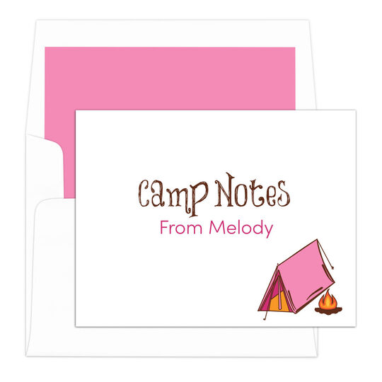 Pink Tent Camp Foldover Note Cards